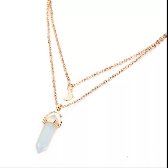 🍁4/$25🍁New Boho Geometric Moon Stone Necklace - Picture 3 of 3